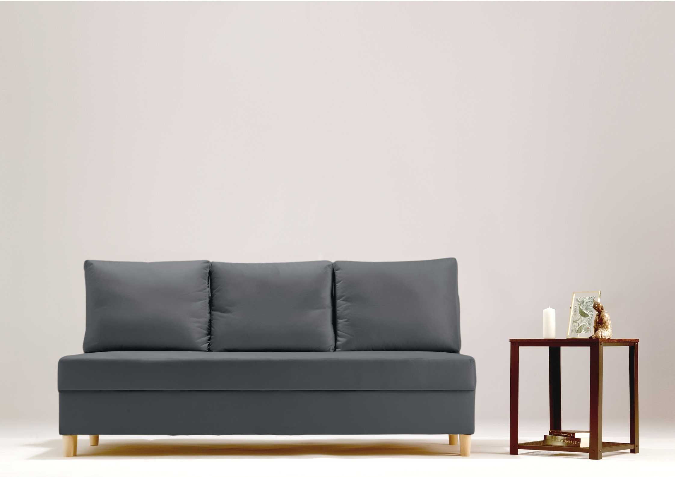 Skandynawska grafitowa sofa rozkładana 190cm